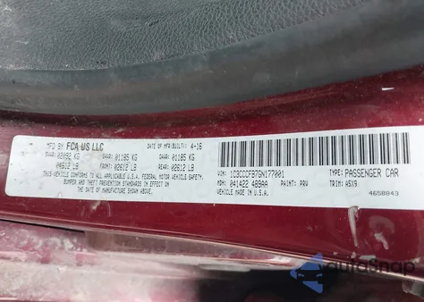 2016 Chrysler 200 Lx from USA, damaged, VIN 1C3CCCFB7GN177001